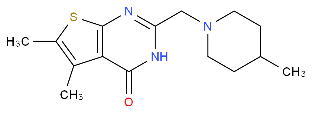 5,6-dimethyl-2-[(4-methylpiperidin-1-yl)methyl]thieno[2,3-d]pyrimidin-4(3H)-one_Molecular_structure_CAS_)
