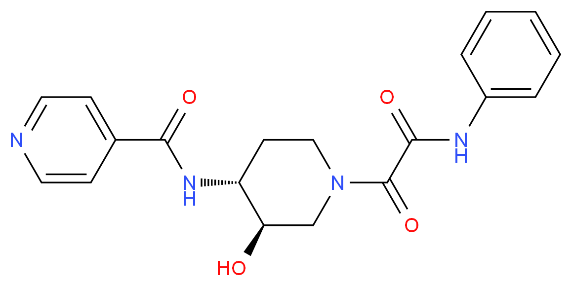 N-{(3R*,4R*)-1-[anilino(oxo)acetyl]-3-hydroxypiperidin-4-yl}isonicotinamide_Molecular_structure_CAS_)