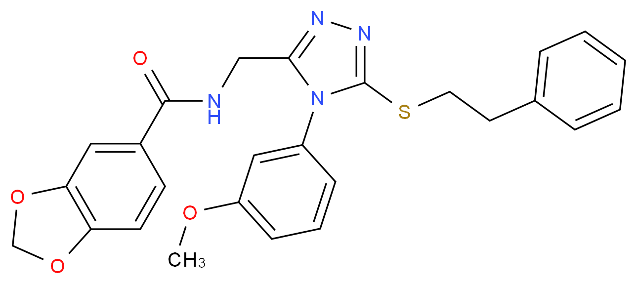 N-({4-(3-methoxyphenyl)-5-[(2-phenylethyl)thio]-4H-1,2,4-triazol-3-yl}methyl)-1,3-benzodioxole-5-carboxamide_Molecular_structure_CAS_)