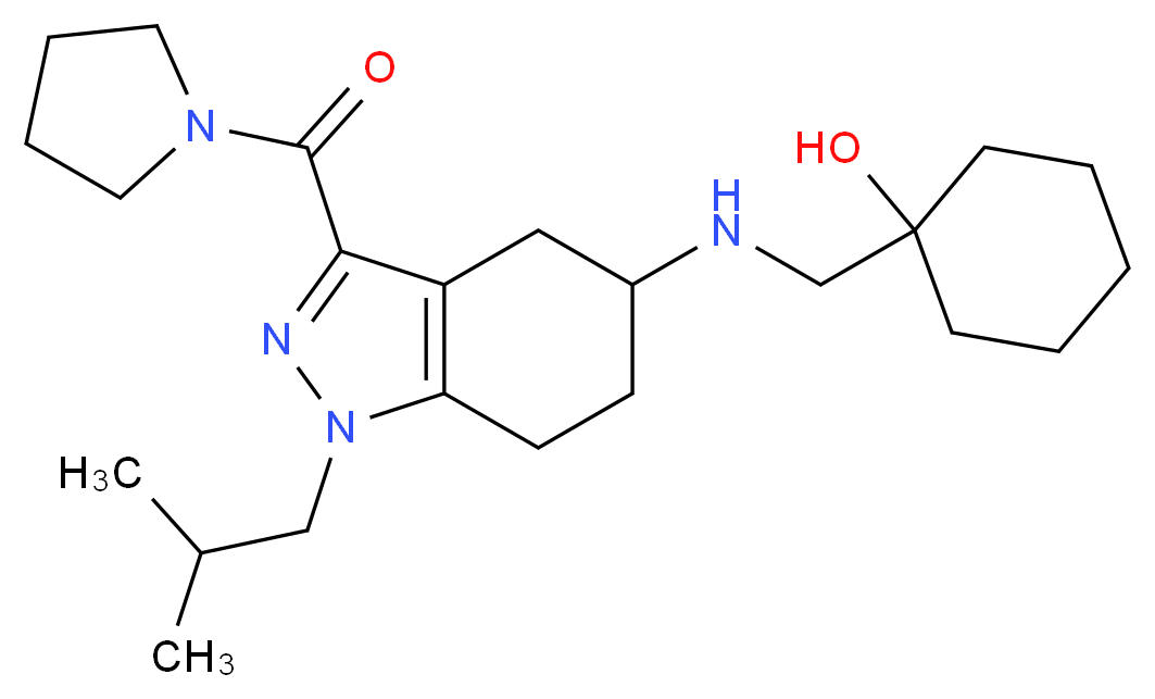 1-({[1-isobutyl-3-(1-pyrrolidinylcarbonyl)-4,5,6,7-tetrahydro-1H-indazol-5-yl]amino}methyl)cyclohexanol_Molecular_structure_CAS_)