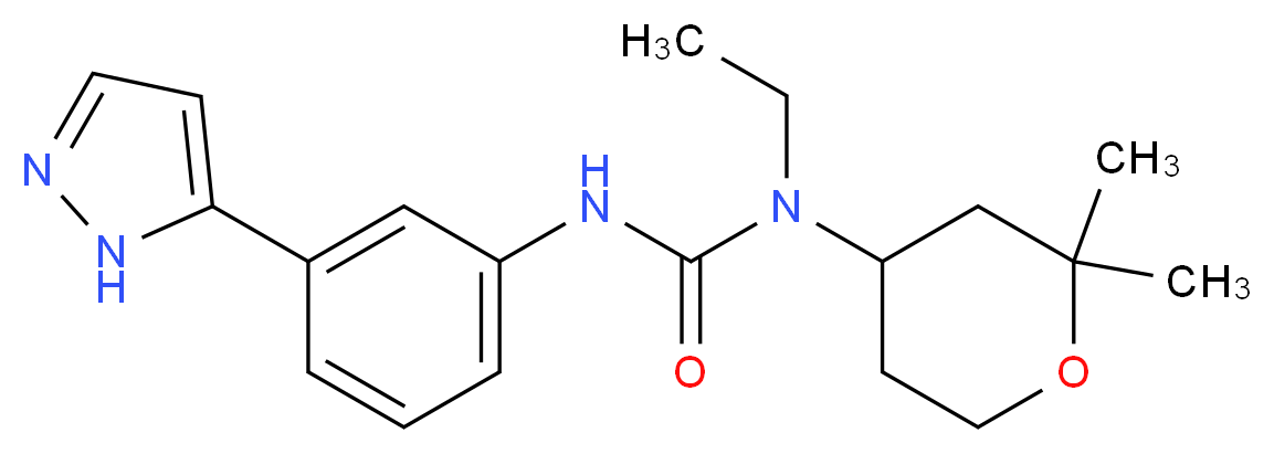 N-(2,2-dimethyltetrahydro-2H-pyran-4-yl)-N-ethyl-N'-[3-(1H-pyrazol-5-yl)phenyl]urea_Molecular_structure_CAS_)
