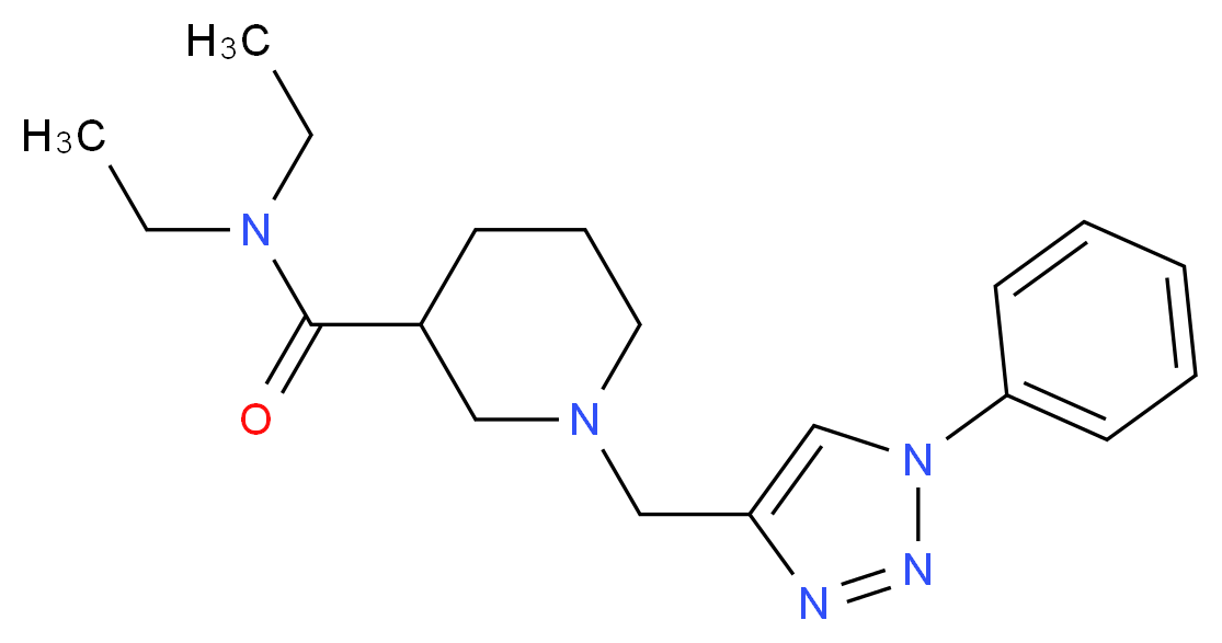 N,N-diethyl-1-[(1-phenyl-1H-1,2,3-triazol-4-yl)methyl]-3-piperidinecarboxamide_Molecular_structure_CAS_)