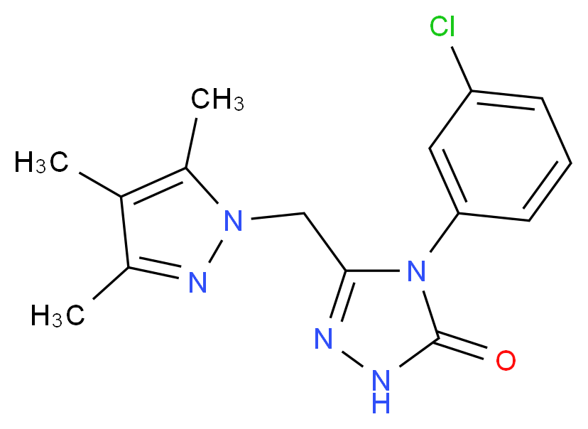 4-(3-chlorophenyl)-5-[(3,4,5-trimethyl-1H-pyrazol-1-yl)methyl]-2,4-dihydro-3H-1,2,4-triazol-3-one_Molecular_structure_CAS_)