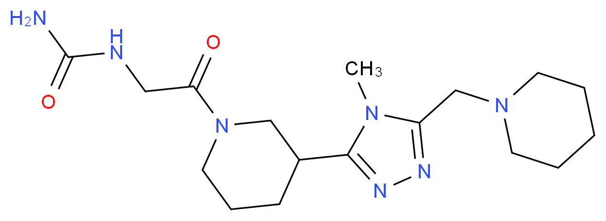 N-(2-{3-[4-methyl-5-(piperidin-1-ylmethyl)-4H-1,2,4-triazol-3-yl]piperidin-1-yl}-2-oxoethyl)urea_Molecular_structure_CAS_)