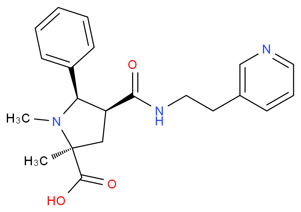 (2S*,4S*,5R*)-1,2-dimethyl-5-phenyl-4-{[(2-pyridin-3-ylethyl)amino]carbonyl}pyrrolidine-2-carboxylic acid_Molecular_structure_CAS_)