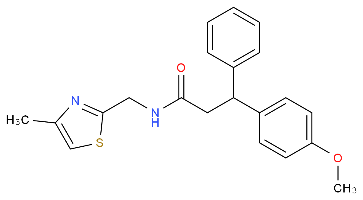 3-(4-methoxyphenyl)-N-[(4-methyl-1,3-thiazol-2-yl)methyl]-3-phenylpropanamide_Molecular_structure_CAS_)