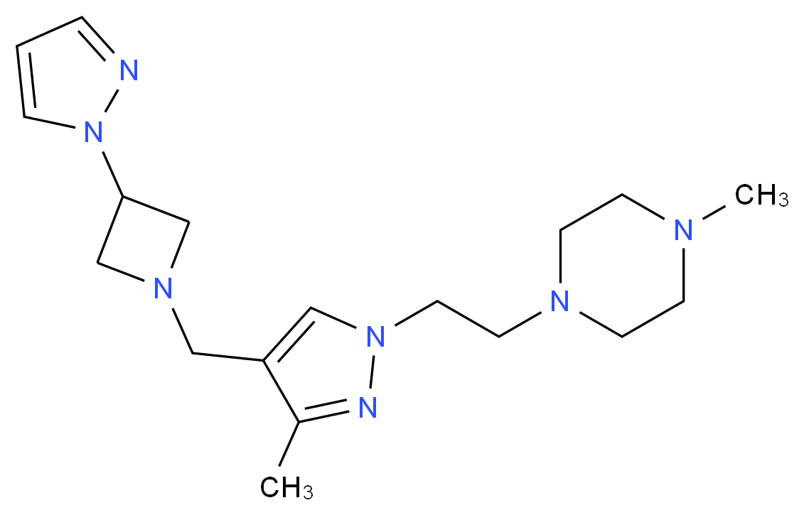 1-methyl-4-[2-(3-methyl-4-{[3-(1H-pyrazol-1-yl)azetidin-1-yl]methyl}-1H-pyrazol-1-yl)ethyl]piperazine_Molecular_structure_CAS_)