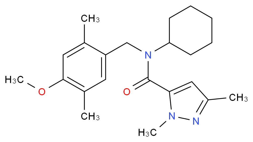 N-cyclohexyl-N-(4-methoxy-2,5-dimethylbenzyl)-1,3-dimethyl-1H-pyrazole-5-carboxamide_Molecular_structure_CAS_)