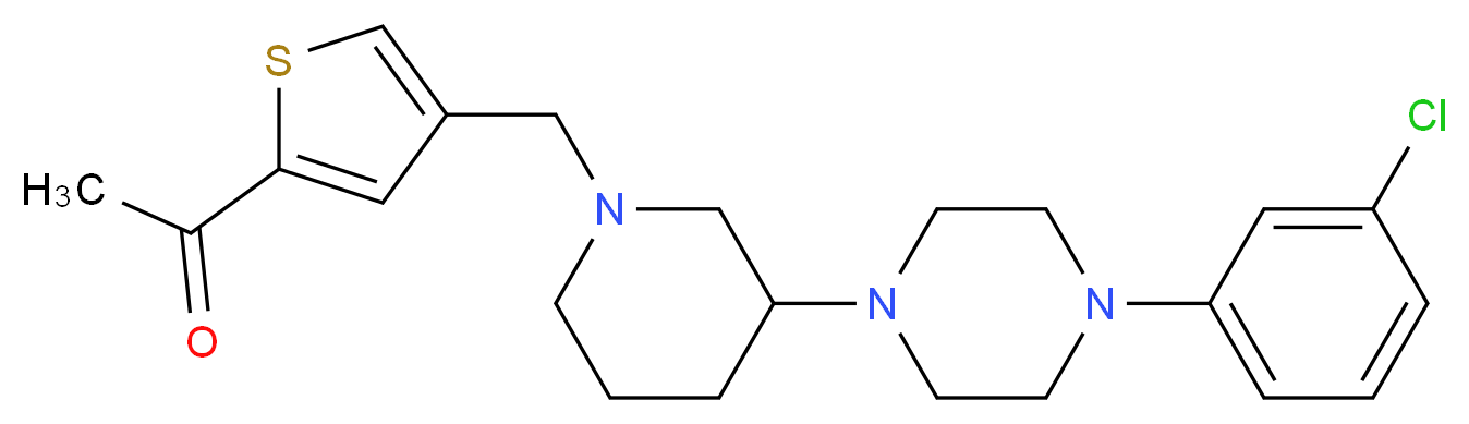 1-[4-({3-[4-(3-chlorophenyl)-1-piperazinyl]-1-piperidinyl}methyl)-2-thienyl]ethanone_Molecular_structure_CAS_)