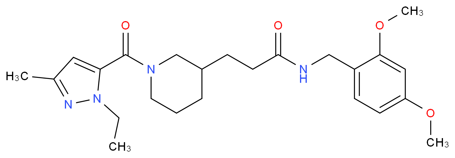 N-(2,4-dimethoxybenzyl)-3-{1-[(1-ethyl-3-methyl-1H-pyrazol-5-yl)carbonyl]-3-piperidinyl}propanamide_Molecular_structure_CAS_)
