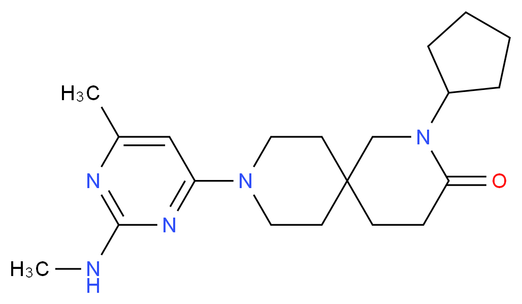 2-cyclopentyl-9-[6-methyl-2-(methylamino)pyrimidin-4-yl]-2,9-diazaspiro[5.5]undecan-3-one_Molecular_structure_CAS_)