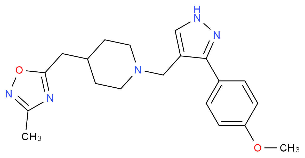 1-{[3-(4-methoxyphenyl)-1H-pyrazol-4-yl]methyl}-4-[(3-methyl-1,2,4-oxadiazol-5-yl)methyl]piperidine_Molecular_structure_CAS_)