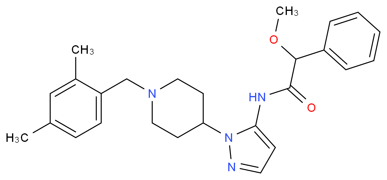 N-{1-[1-(2,4-dimethylbenzyl)-4-piperidinyl]-1H-pyrazol-5-yl}-2-methoxy-2-phenylacetamide_Molecular_structure_CAS_)