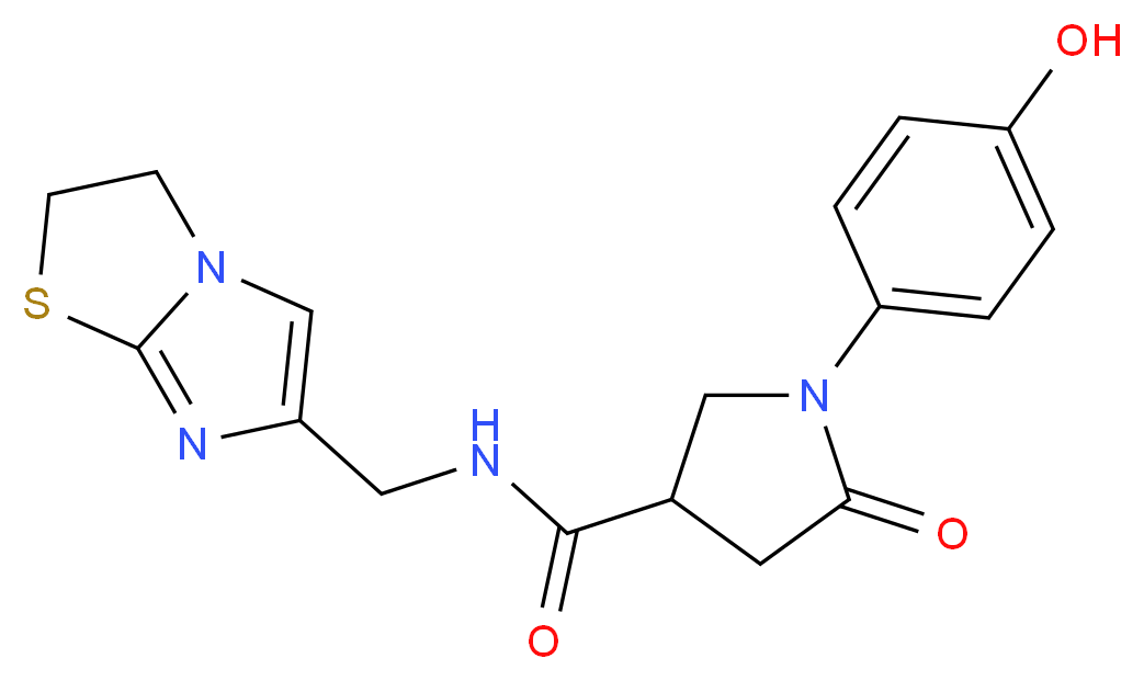N-(2,3-dihydroimidazo[2,1-b][1,3]thiazol-6-ylmethyl)-1-(4-hydroxyphenyl)-5-oxopyrrolidine-3-carboxamide_Molecular_structure_CAS_)