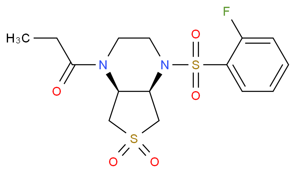 (4aS*,7aR*)-1-[(2-fluorophenyl)sulfonyl]-4-propionyloctahydrothieno[3,4-b]pyrazine 6,6-dioxide_Molecular_structure_CAS_)