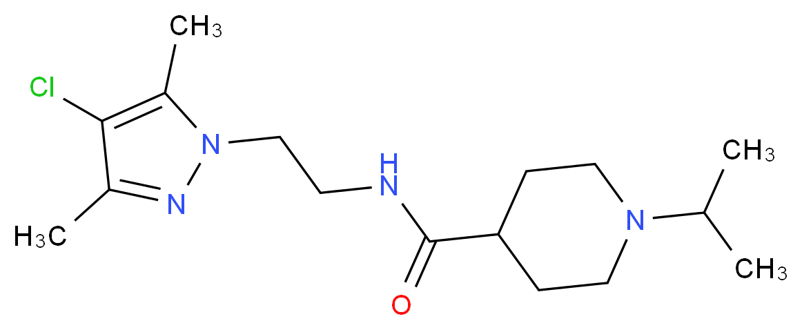 N-[2-(4-chloro-3,5-dimethyl-1H-pyrazol-1-yl)ethyl]-1-isopropyl-4-piperidinecarboxamide_Molecular_structure_CAS_)
