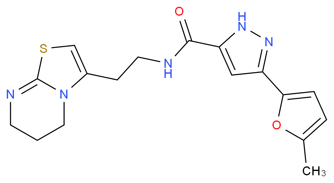 N-[2-(6,7-dihydro-5H-[1,3]thiazolo[3,2-a]pyrimidin-3-yl)ethyl]-3-(5-methyl-2-furyl)-1H-pyrazole-5-carboxamide_Molecular_structure_CAS_)
