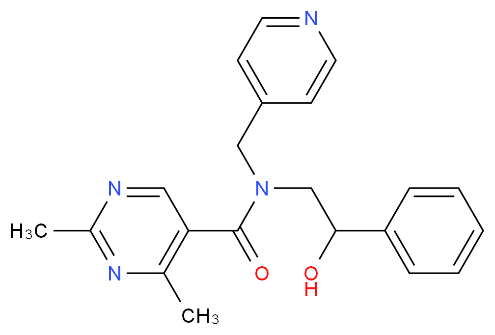 N-(2-hydroxy-2-phenylethyl)-2,4-dimethyl-N-(pyridin-4-ylmethyl)pyrimidine-5-carboxamide_Molecular_structure_CAS_)