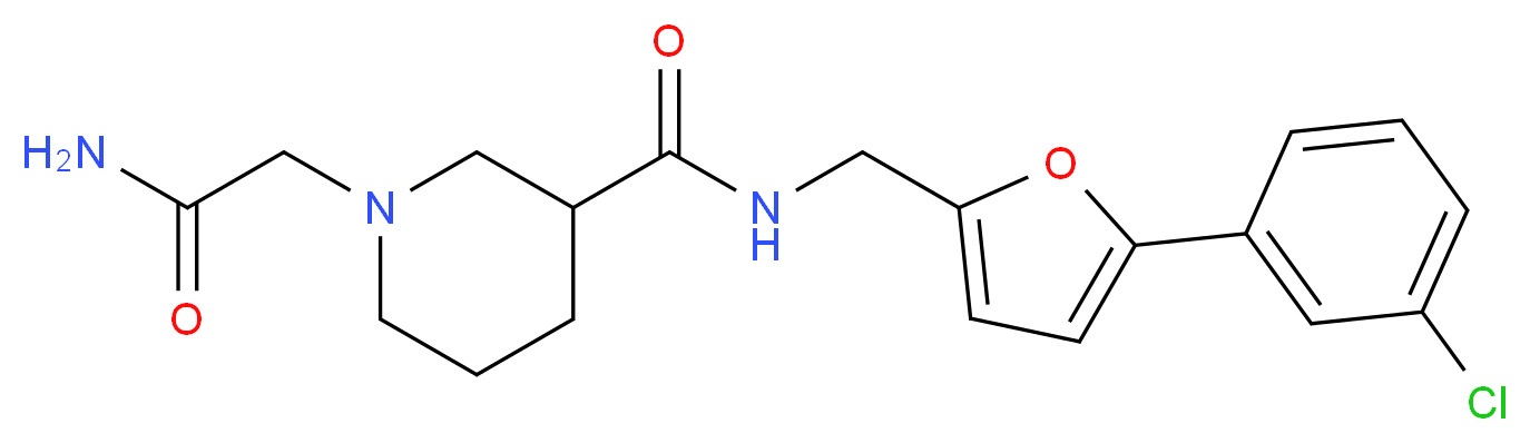 1-(2-amino-2-oxoethyl)-N-{[5-(3-chlorophenyl)-2-furyl]methyl}-3-piperidinecarboxamide_Molecular_structure_CAS_)