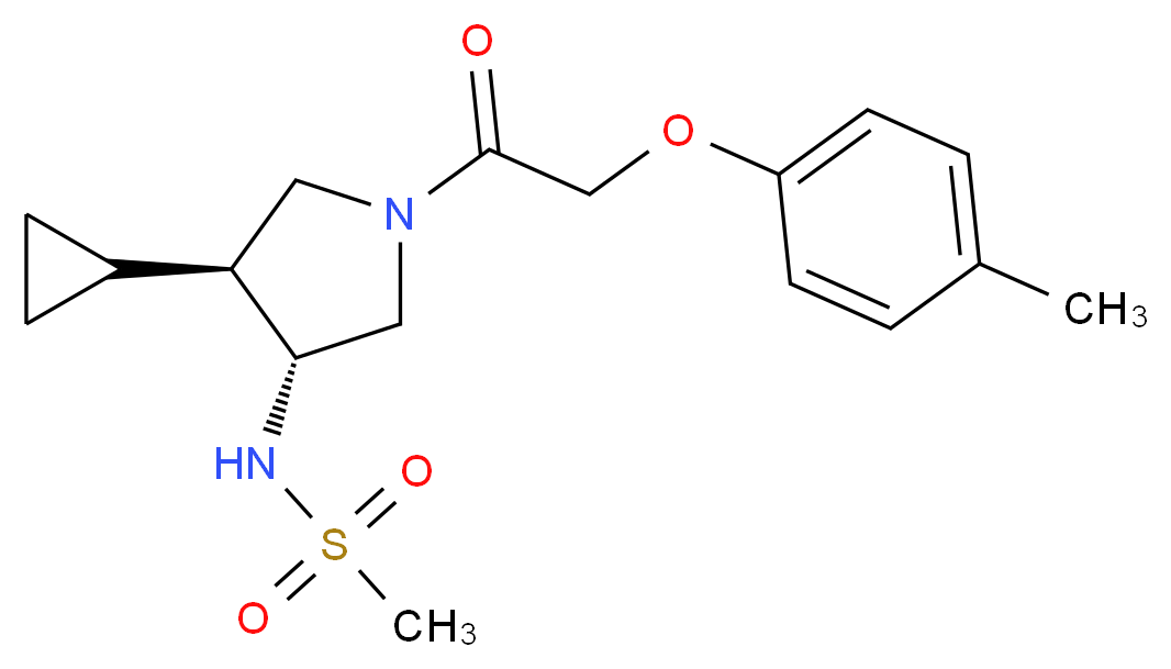 N-{(3R*,4S*)-4-cyclopropyl-1-[(4-methylphenoxy)acetyl]-3-pyrrolidinyl}methanesulfonamide_Molecular_structure_CAS_)