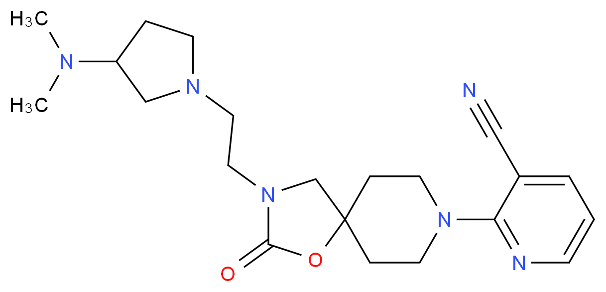 2-(3-{2-[3-(dimethylamino)pyrrolidin-1-yl]ethyl}-2-oxo-1-oxa-3,8-diazaspiro[4.5]dec-8-yl)nicotinonitrile_Molecular_structure_CAS_)