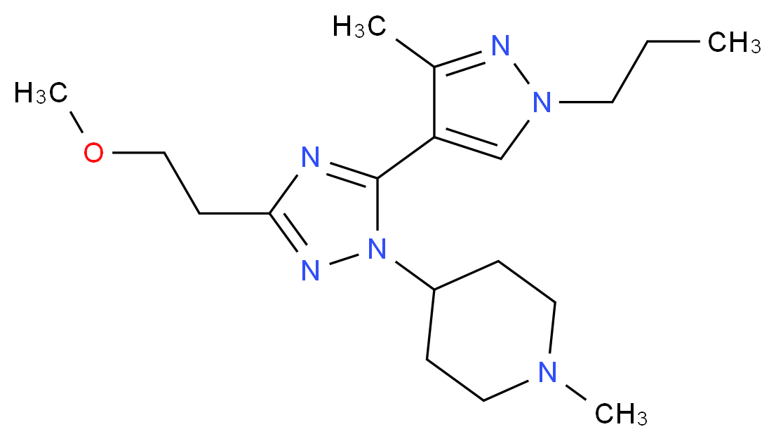 4-[3-(2-methoxyethyl)-5-(3-methyl-1-propyl-1H-pyrazol-4-yl)-1H-1,2,4-triazol-1-yl]-1-methylpiperidine_Molecular_structure_CAS_)