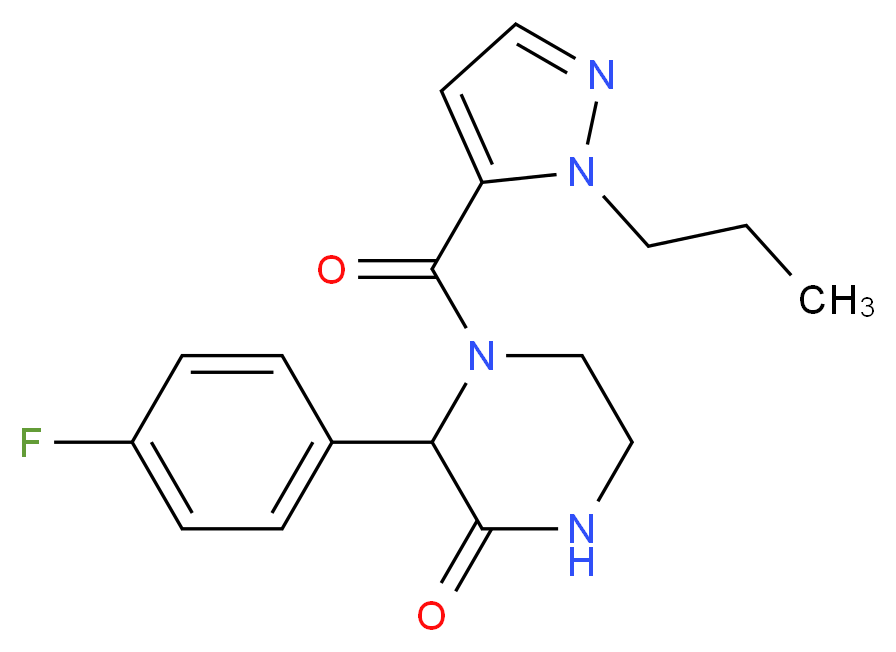 3-(4-fluorophenyl)-4-[(1-propyl-1H-pyrazol-5-yl)carbonyl]piperazin-2-one_Molecular_structure_CAS_)