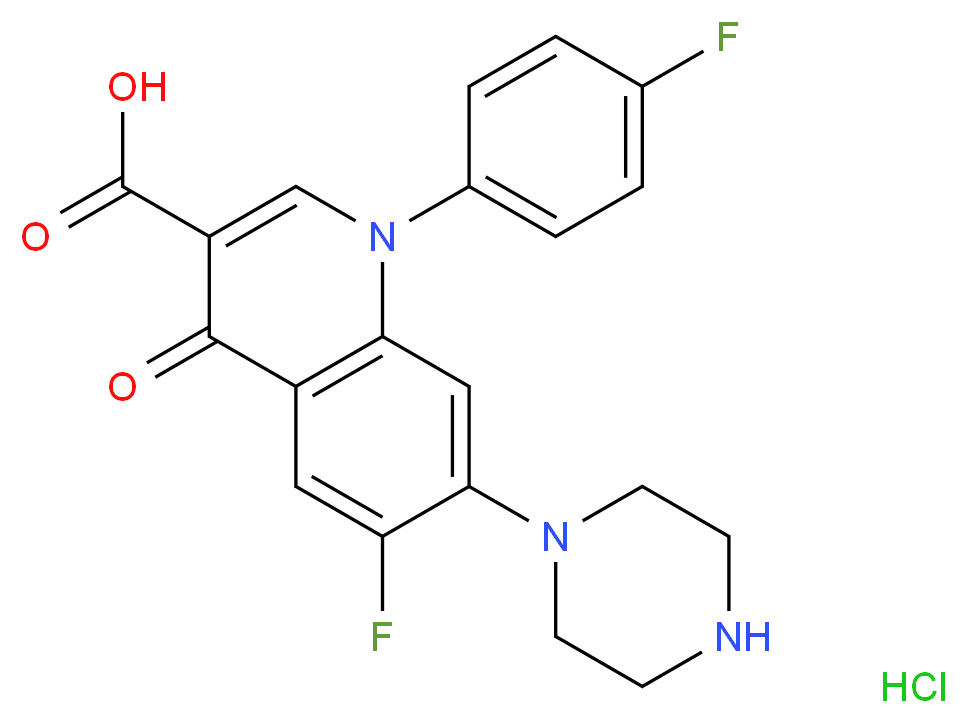 6-fluoro-1-(4-fluorophenyl)-4-oxo-7-(piperazin-1-yl)-1,4-dihydroquinoline-3-carboxylic acid hydrochloride_Molecular_structure_CAS_)