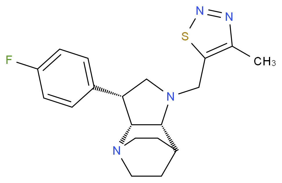 (3R*,3aR*,7aR*)-3-(4-fluorophenyl)-1-[(4-methyl-1,2,3-thiadiazol-5-yl)methyl]octahydro-4,7-ethanopyrrolo[3,2-b]pyridine_Molecular_structure_CAS_)