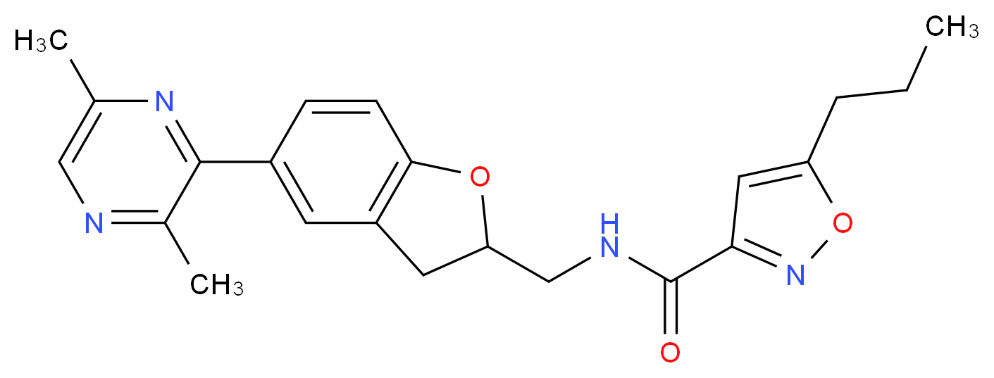 N-{[5-(3,6-dimethyl-2-pyrazinyl)-2,3-dihydro-1-benzofuran-2-yl]methyl}-5-propyl-3-isoxazolecarboxamide_Molecular_structure_CAS_)