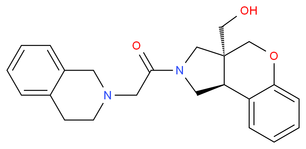 [(3aS*,9bS*)-2-(3,4-dihydroisoquinolin-2(1H)-ylacetyl)-1,2,3,9b-tetrahydrochromeno[3,4-c]pyrrol-3a(4H)-yl]methanol_Molecular_structure_CAS_)