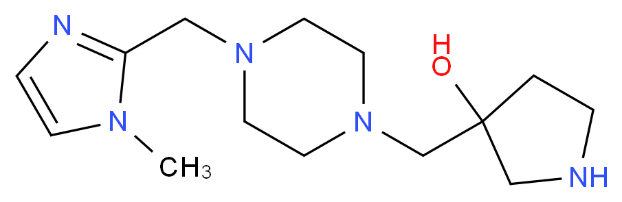 3-({4-[(1-methyl-1H-imidazol-2-yl)methyl]piperazin-1-yl}methyl)pyrrolidin-3-ol_Molecular_structure_CAS_)