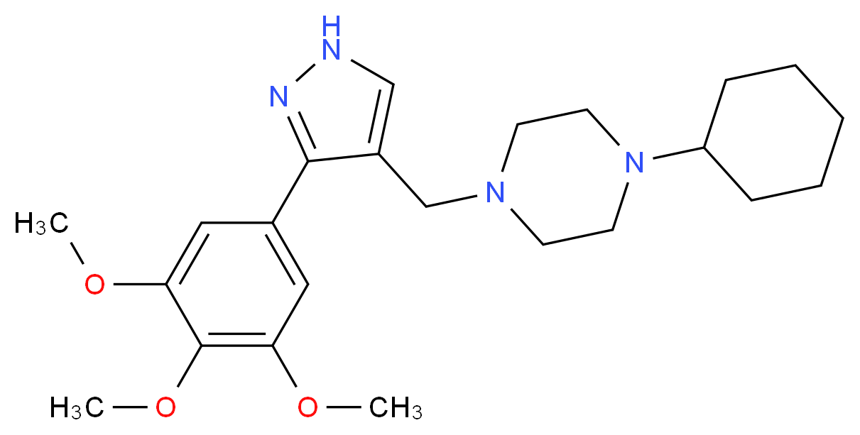1-cyclohexyl-4-{[3-(3,4,5-trimethoxyphenyl)-1H-pyrazol-4-yl]methyl}piperazine_Molecular_structure_CAS_)