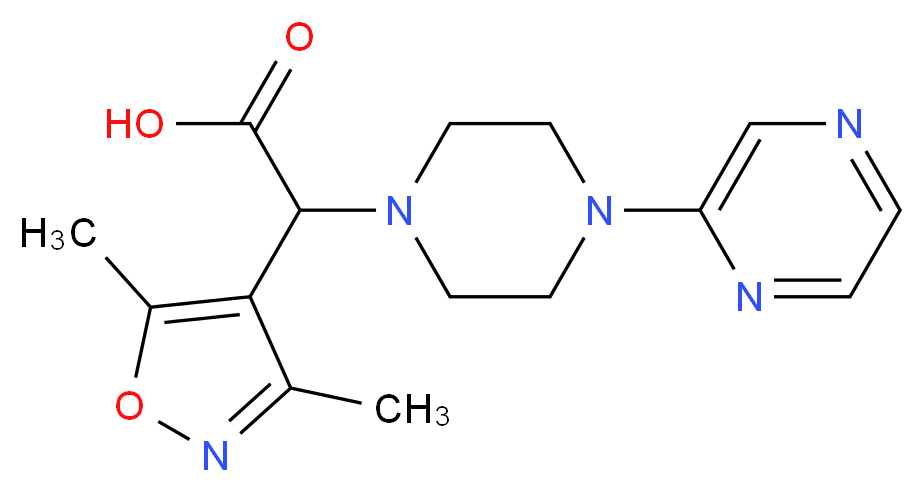 (3,5-dimethylisoxazol-4-yl)(4-pyrazin-2-ylpiperazin-1-yl)acetic acid_Molecular_structure_CAS_)