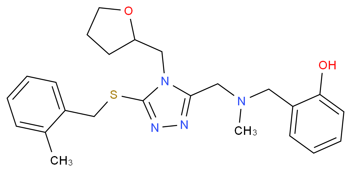 2-[(methyl{[5-[(2-methylbenzyl)thio]-4-(tetrahydro-2-furanylmethyl)-4H-1,2,4-triazol-3-yl]methyl}amino)methyl]phenol_Molecular_structure_CAS_)