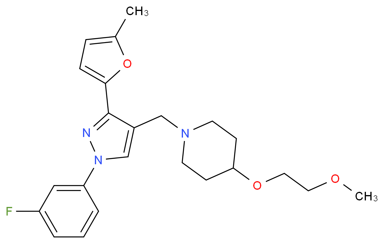 1-{[1-(3-fluorophenyl)-3-(5-methyl-2-furyl)-1H-pyrazol-4-yl]methyl}-4-(2-methoxyethoxy)piperidine_Molecular_structure_CAS_)