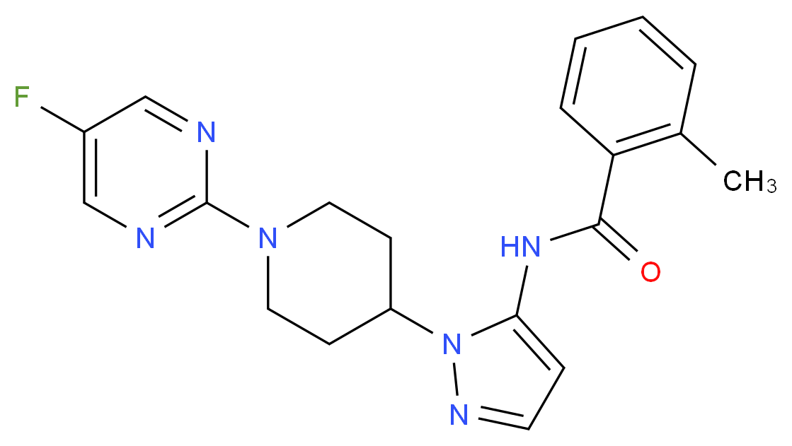 N-{1-[1-(5-fluoropyrimidin-2-yl)piperidin-4-yl]-1H-pyrazol-5-yl}-2-methylbenzamide_Molecular_structure_CAS_)