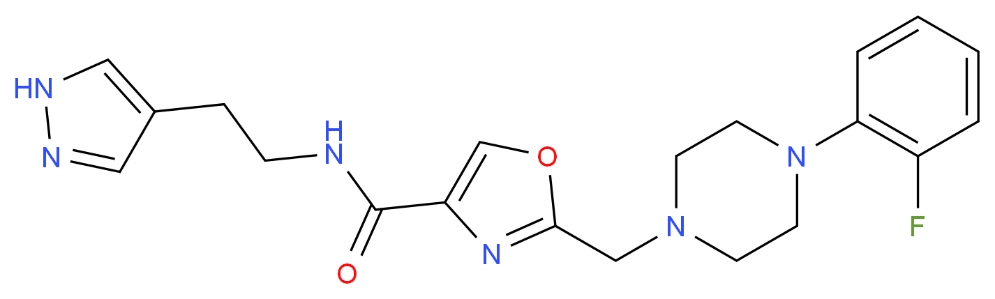 2-{[4-(2-fluorophenyl)-1-piperazinyl]methyl}-N-[2-(1H-pyrazol-4-yl)ethyl]-1,3-oxazole-4-carboxamide_Molecular_structure_CAS_)