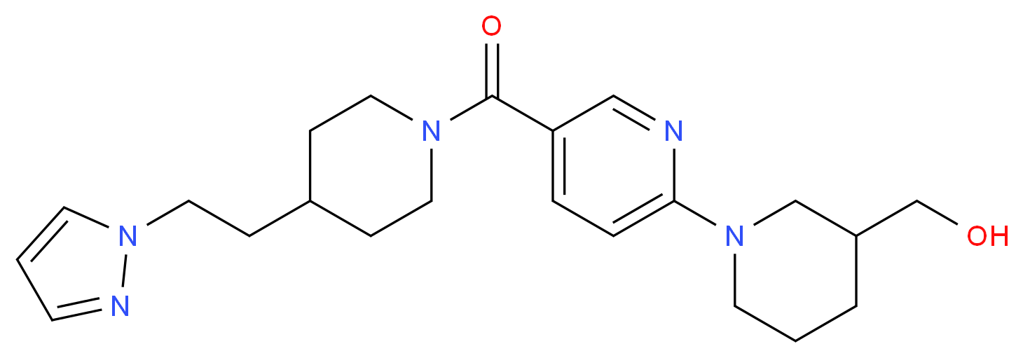 {1-[5-({4-[2-(1H-pyrazol-1-yl)ethyl]-1-piperidinyl}carbonyl)-2-pyridinyl]-3-piperidinyl}methanol_Molecular_structure_CAS_)