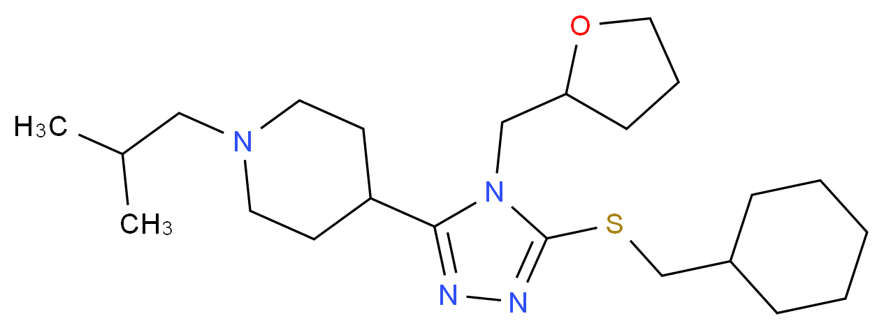 4-[5-[(cyclohexylmethyl)thio]-4-(tetrahydro-2-furanylmethyl)-4H-1,2,4-triazol-3-yl]-1-isobutylpiperidine_Molecular_structure_CAS_)