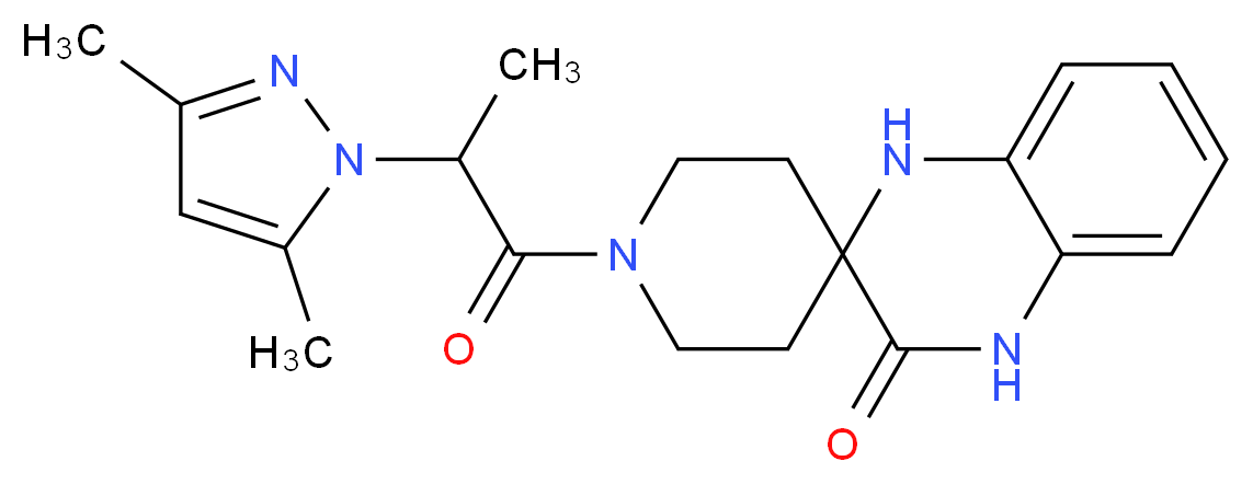 1-[2-(3,5-dimethyl-1H-pyrazol-1-yl)propanoyl]-1',4'-dihydro-3'H-spiro[piperidine-4,2'-quinoxalin]-3'-one_Molecular_structure_CAS_)