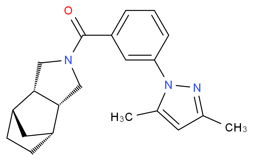 (1R*,2R*,6S*,7S*)-4-[3-(3,5-dimethyl-1H-pyrazol-1-yl)benzoyl]-4-azatricyclo[5.2.1.0~2,6~]decane_Molecular_structure_CAS_)