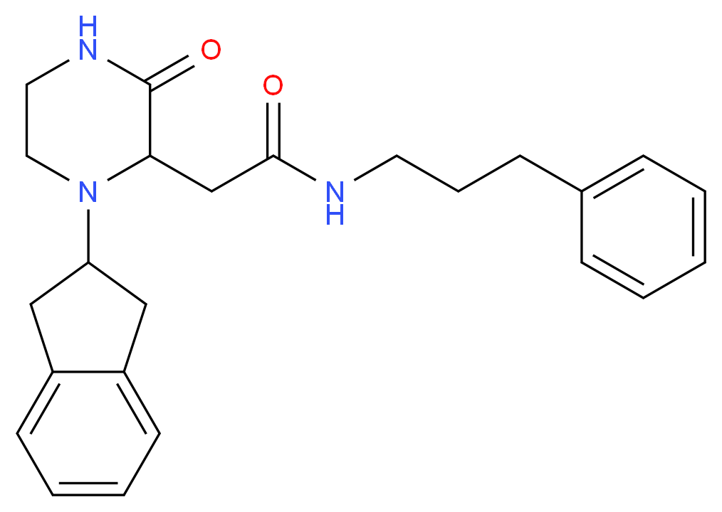 2-[1-(2,3-dihydro-1H-inden-2-yl)-3-oxo-2-piperazinyl]-N-(3-phenylpropyl)acetamide_Molecular_structure_CAS_)