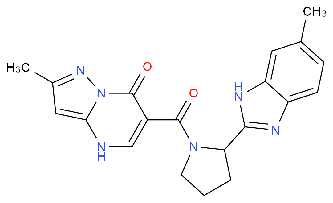 2-methyl-6-{[2-(6-methyl-1H-benzimidazol-2-yl)-1-pyrrolidinyl]carbonyl}pyrazolo[1,5-a]pyrimidin-7(4H)-one_Molecular_structure_CAS_)