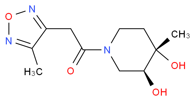 (3S*,4S*)-4-methyl-1-[(4-methyl-1,2,5-oxadiazol-3-yl)acetyl]piperidine-3,4-diol_Molecular_structure_CAS_)