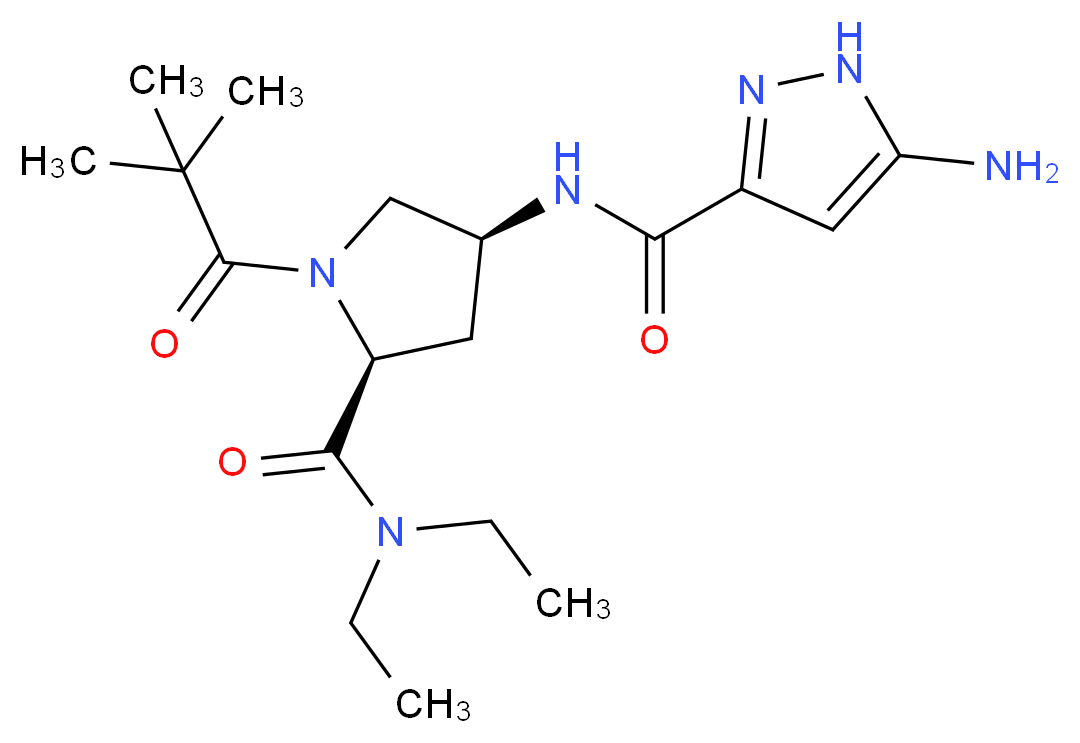 (4S)-4-{[(5-amino-1H-pyrazol-3-yl)carbonyl]amino}-1-(2,2-dimethylpropanoyl)-N,N-diethyl-L-prolinamide_Molecular_structure_CAS_)