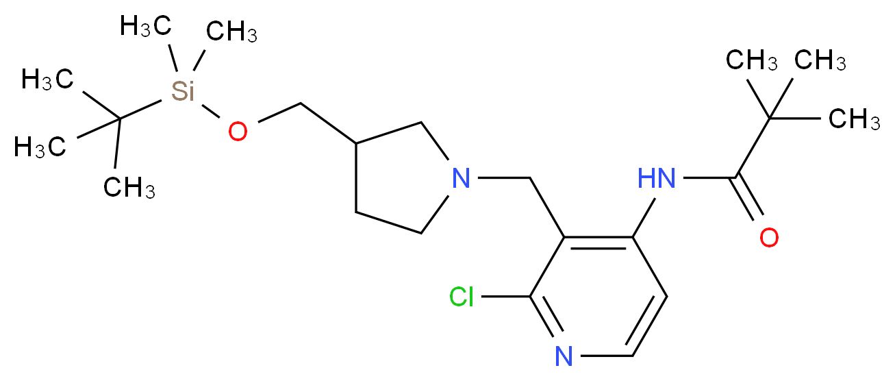 N-(3-((3-((tert-Butyldimethylsilyloxy)methyl)pyrrolidin-1-yl)methyl)-2-chloropyridin-4-yl)pivalamide_Molecular_structure_CAS_1186310-83-7)