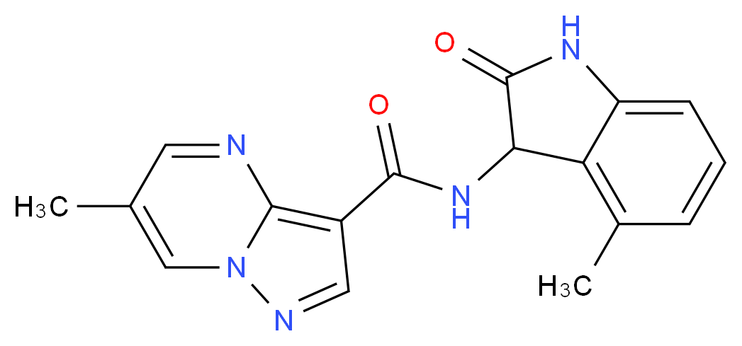 6-methyl-N-(4-methyl-2-oxo-2,3-dihydro-1H-indol-3-yl)pyrazolo[1,5-a]pyrimidine-3-carboxamide_Molecular_structure_CAS_)