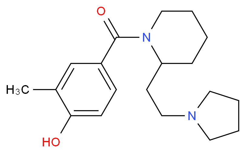 2-methyl-4-({2-[2-(1-pyrrolidinyl)ethyl]-1-piperidinyl}carbonyl)phenol_Molecular_structure_CAS_)