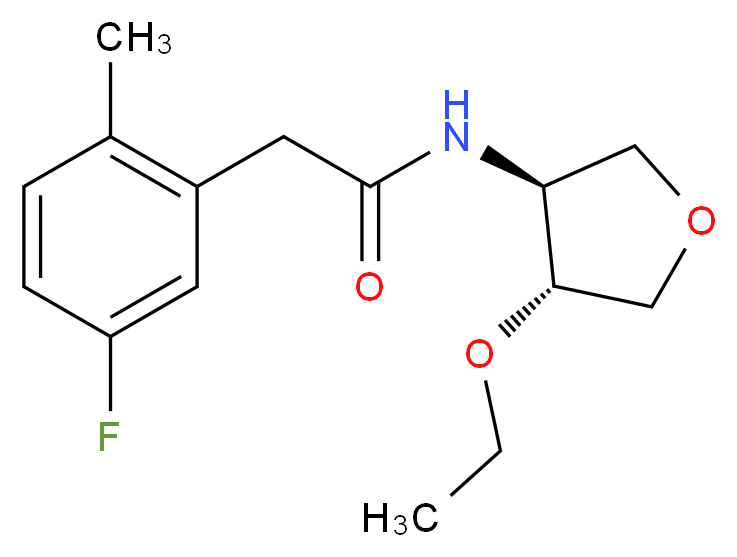 N-[(3S*,4R*)-4-ethoxytetrahydrofuran-3-yl]-2-(5-fluoro-2-methylphenyl)acetamide_Molecular_structure_CAS_)